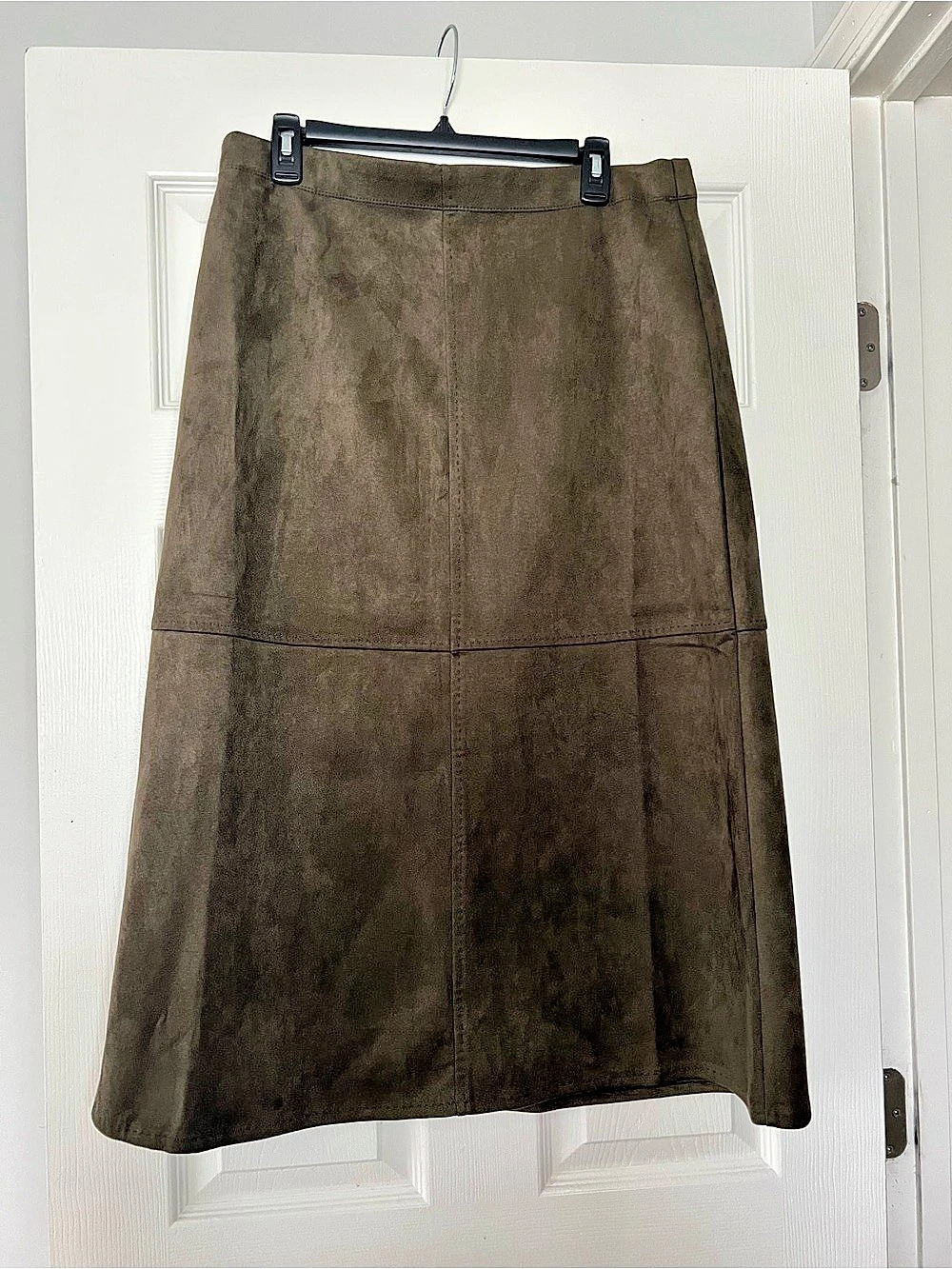 Max Studio Faux Suede A-Line Midi Skirt Brown XL
